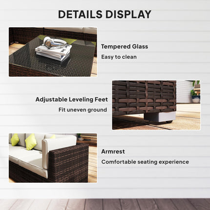 8 Piece Rattan Garden Sofa Set with Aluminium Frame - Mixed Brown