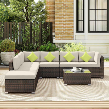8 Piece Rattan Garden Sofa Set with Aluminium Frame - Mixed Brown