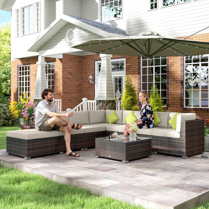 8 Piece Rattan Garden Sofa Set with Aluminium Frame - Mixed Brown