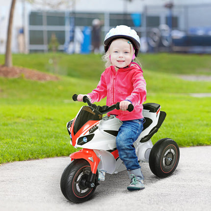 Kids Ride-On Police 3-Wheel Bike with Music, Lights & Safe Seat for Toddlers 18-36 Months - White