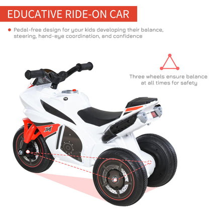 Kids Ride-On Police 3-Wheel Bike with Music, Lights & Safe Seat for Toddlers 18-36 Months - White