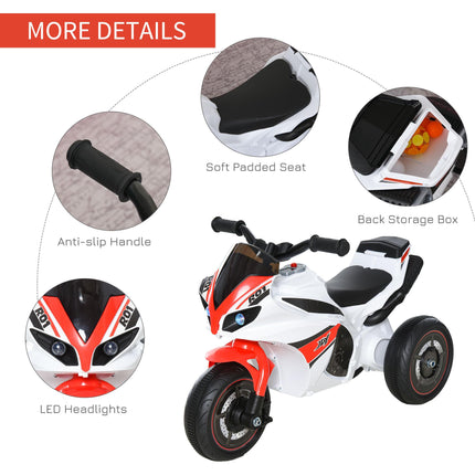 Kids Ride-On Police 3-Wheel Bike with Music, Lights & Safe Seat for Toddlers 18-36 Months - White