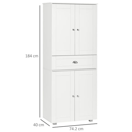 184cm Tall Kitchen Cupboard, Freestanding Kitchen Pantry Storage Cabinet with 4