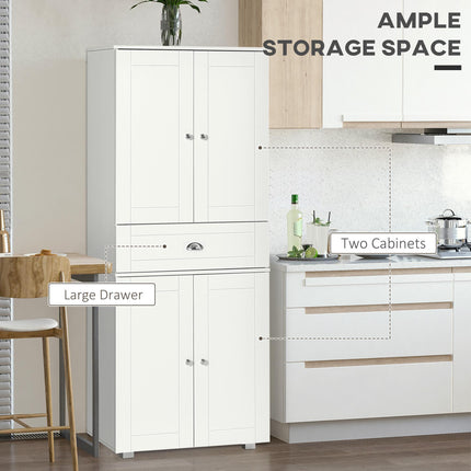 184cm Tall Kitchen Cupboard, Freestanding Kitchen Pantry Storage Cabinet with 4