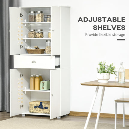 184cm Tall Kitchen Cupboard, Freestanding Kitchen Pantry Storage Cabinet with 4