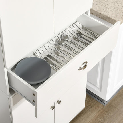 184cm Tall Kitchen Cupboard, Freestanding Kitchen Pantry Storage Cabinet with 4
