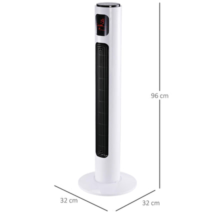 38'' Freestanding Tower Fan with 3 Speeds, 3 Modes, 12h Timer, 70° Oscillation, LED Panel & Remote - White