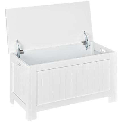 Lift Top Storage Chest Toy Box Organizer with Safety Hinges and Lid for Bedroom Entryway Living Room - White
