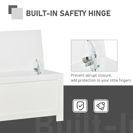 Lift Top Storage Chest Toy Box Organizer with Safety Hinges and Lid for Bedroom Entryway Living Room - White