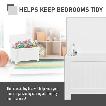 Lift Top Storage Chest Toy Box Organizer with Safety Hinges and Lid for Bedroom Entryway Living Room - White