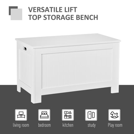 Lift Top Storage Chest Toy Box Organizer with Safety Hinges and Lid for Bedroom Entryway Living Room - White