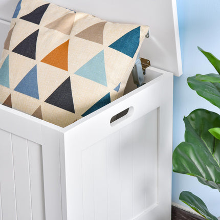 Lift Top Storage Chest Toy Box Organizer with Safety Hinges and Lid for Bedroom Entryway Living Room - White