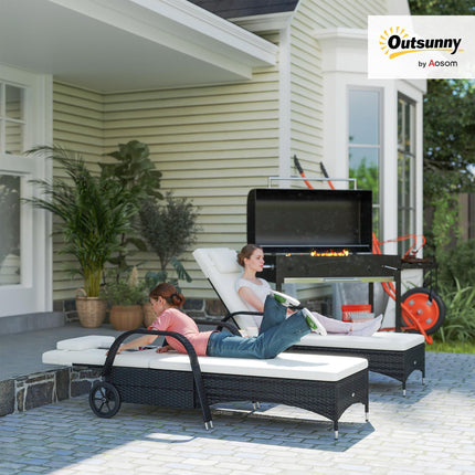 3 Piece Outdoor Patio Lounge Chair Set with Cushions and Coffee Table - Black