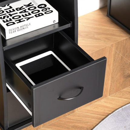 Computer Desk Office Workstation with Keyboard Tray, CPU Shelf, Drawers & Sliding Scanner Shelf - Black