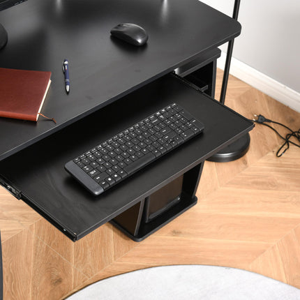 Computer Desk Office Workstation with Keyboard Tray, CPU Shelf, Drawers & Sliding Scanner Shelf - Black