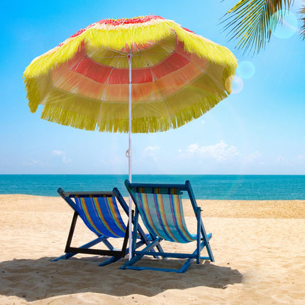 Hawaii Foldable Beach Umbrella with Adjustable Tilt - Rainbow