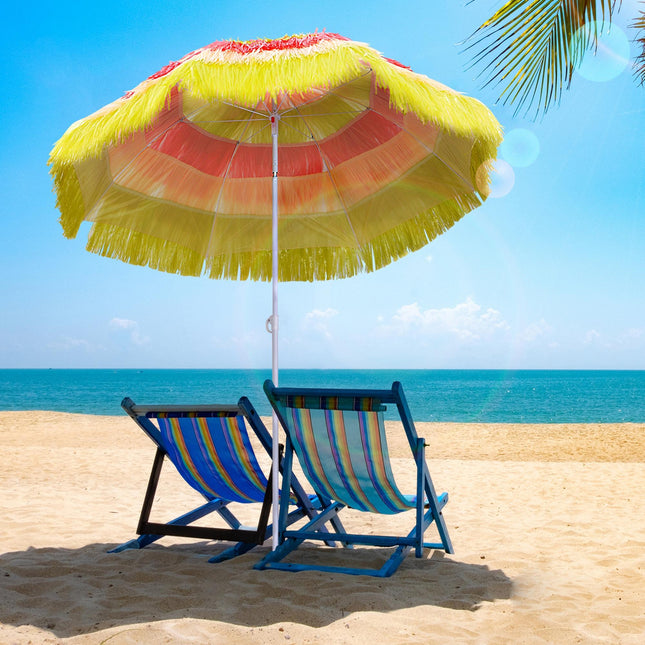 Hawaii Foldable Beach Umbrella with Adjustable Tilt - Rainbow