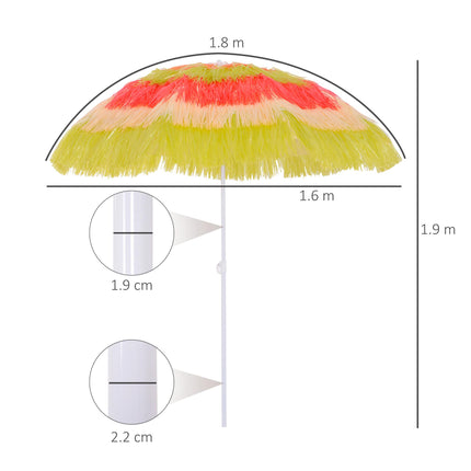 Hawaii Foldable Beach Umbrella with Adjustable Tilt - Rainbow