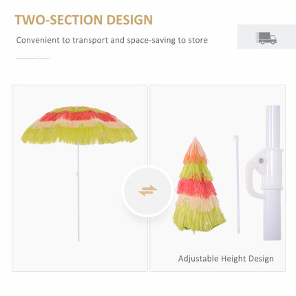 Hawaii Foldable Beach Umbrella with Adjustable Tilt - Rainbow
