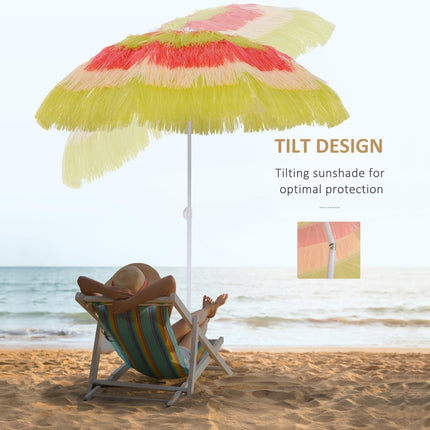Hawaii Foldable Beach Umbrella with Adjustable Tilt - Rainbow