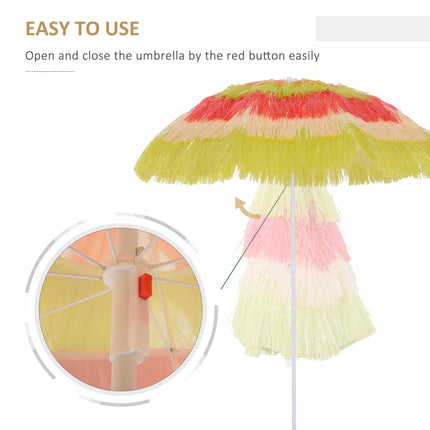 Hawaii Foldable Beach Umbrella with Adjustable Tilt - Rainbow