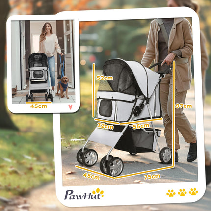 Pet Stroller for Small Miniature Dogs Cats Foldable Travel Carriage with Wheels