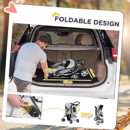 Pet Stroller for Small Miniature Dogs Cats Foldable Travel Carriage with Wheels
