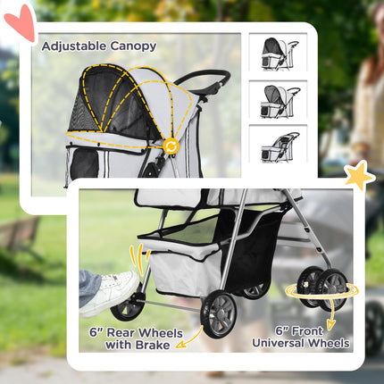 Pet Stroller for Small Miniature Dogs Cats Foldable Travel Carriage with Wheels