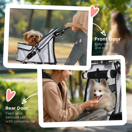 Pet Stroller for Small Miniature Dogs Cats Foldable Travel Carriage with Wheels