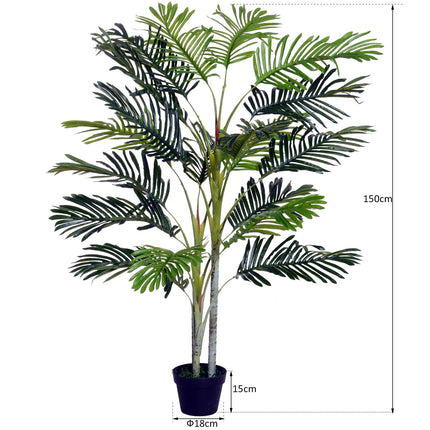 150cm Artificial Palm Tree with Black Pot - Lifelike Indoor Tropical Décor - Black