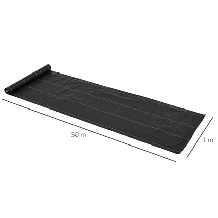 Premium Heavy-Duty 1 x 50m Weed Barrier Fabric Roll - Black