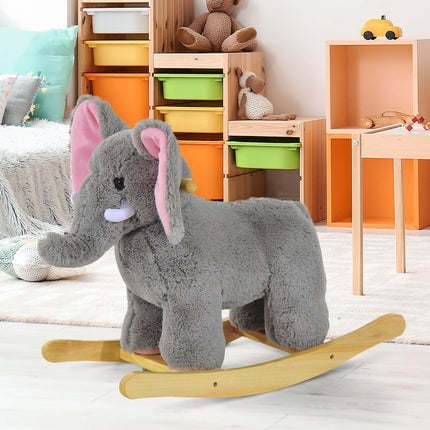 Kids Children Rocking Horse Plush Ride on Animal Wooden Riding Traditional Rocke