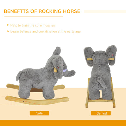 Kids Children Rocking Horse Plush Ride on Animal Wooden Riding Traditional Rocke