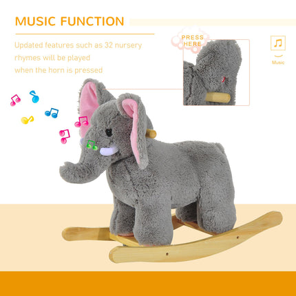 Kids Children Rocking Horse Plush Ride on Animal Wooden Riding Traditional Rocke
