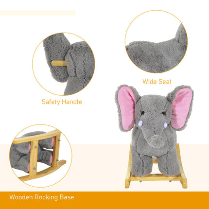 Kids Children Rocking Horse Plush Ride on Animal Wooden Riding Traditional Rocke