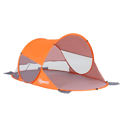 1-2 Person Automatic Pop-Up Beach Tent with UV Protection - Orange