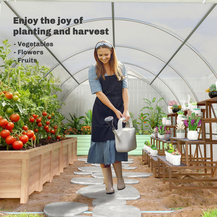 6 x 3 x 2 m Walk-In Polytunnel Greenhouse with Metal Frame, Zippered Door & 8 Windows - White