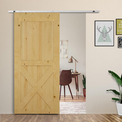 HOMCOM 6FT Sliding Barn Door Hardware Track Kit for Single Wooden Door - Silver