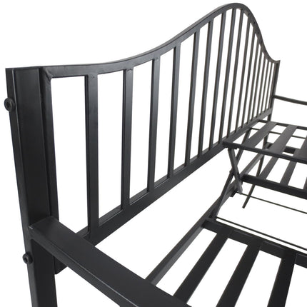 Outdoor Metal Frame Bench with Foldable Middle Table for Patio Garden Park Seating - Metal Frame