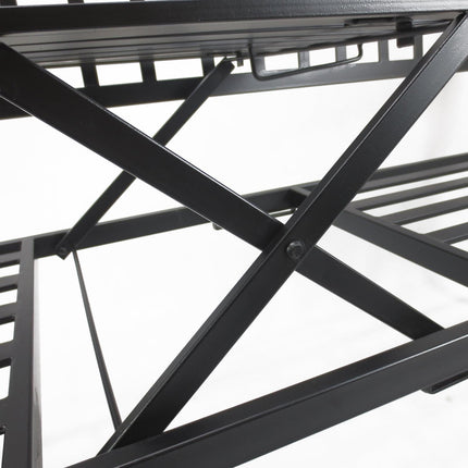 Outdoor Metal Frame Bench with Foldable Middle Table for Patio Garden Park Seating - Metal Frame