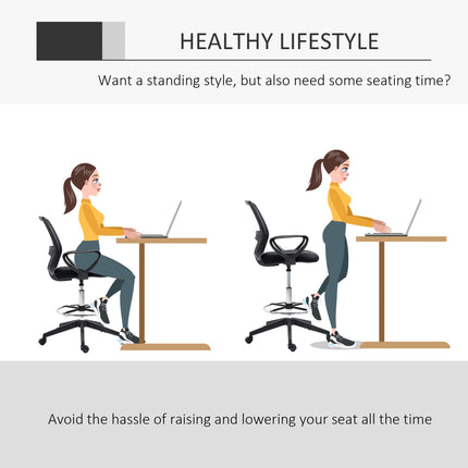 Ergonomic Tall Mesh Back Drafting Office Chair with Adjustable Height, Footrest & 360° Swivel - Black