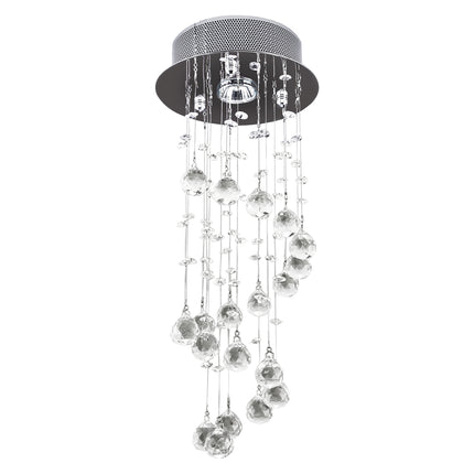 Metal Crystal Spiral Rain Drop Ceiling Pendant Light Chandelier for Living Room Stairway - Silver