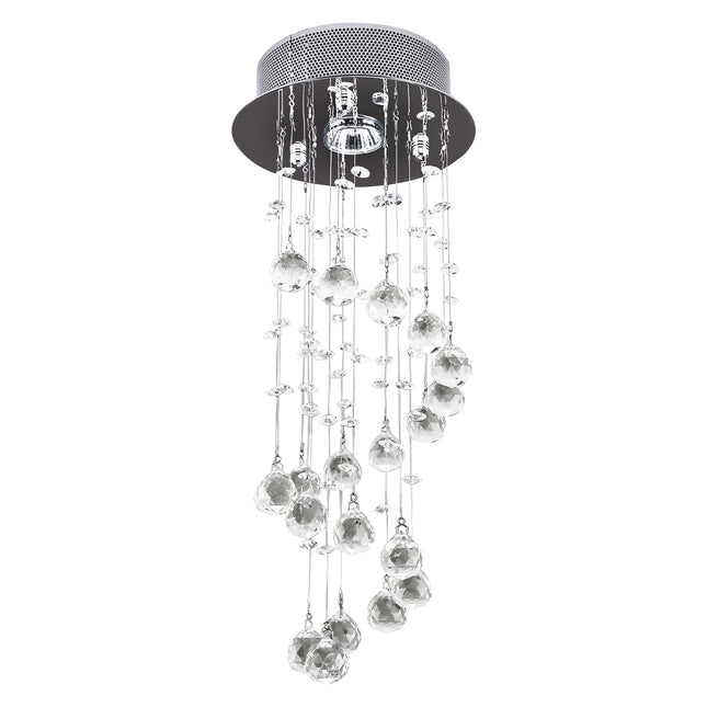 Metal Crystal Spiral Rain Drop Ceiling Pendant Light Chandelier for Living Room Stairway - Silver