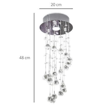Metal Crystal Spiral Rain Drop Ceiling Pendant Light Chandelier for Living Room Stairway - Silver