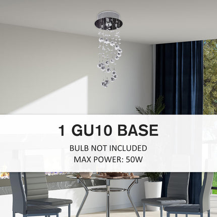 Metal Crystal Spiral Rain Drop Ceiling Pendant Light Chandelier for Living Room Stairway - Silver
