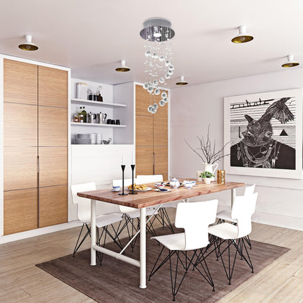 Metal Crystal Spiral Rain Drop Ceiling Pendant Light Chandelier for Living Room Stairway - Silver