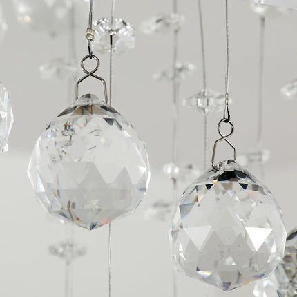 Metal Crystal Spiral Rain Drop Ceiling Pendant Light Chandelier for Living Room Stairway - Silver