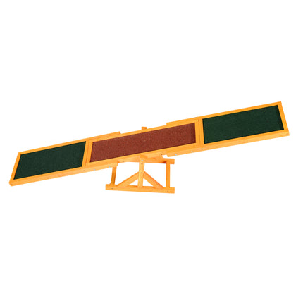 1.8m Wooden Dog Agility Seesaw with Anti-Slip Surface - Natural Brown Green