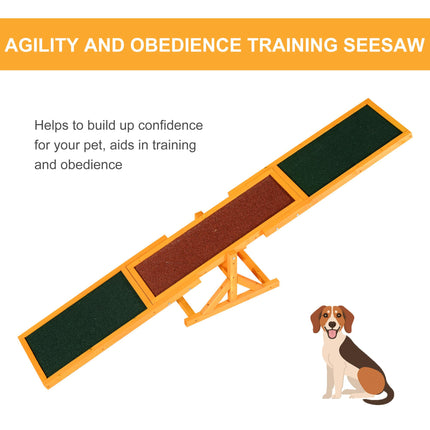 1.8m Wooden Dog Agility Seesaw with Anti-Slip Surface - Natural Brown Green