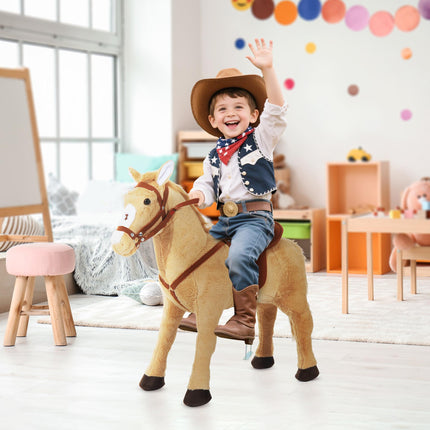 Children's Plush Rocking Pony with Sound - Beige